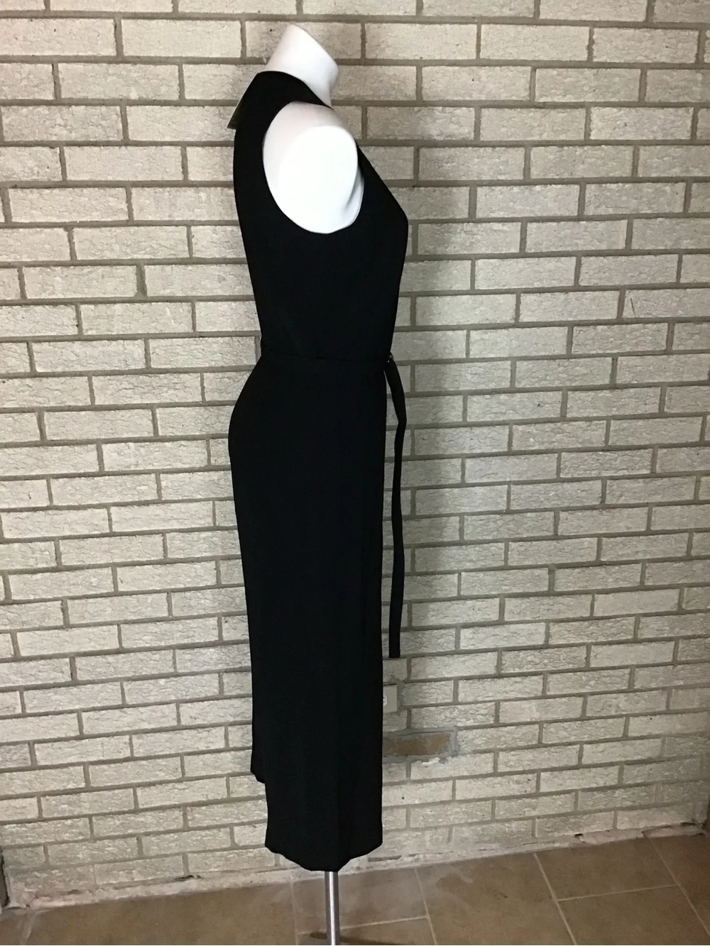 Michael Kors Sleeveless Black Belted Wide-Leg Jumpsuit with Gold Detail
